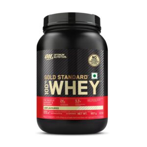 unflavoured optimum nutrition (on) gold standard 100% whey protein powder 2 lb, 907 g
